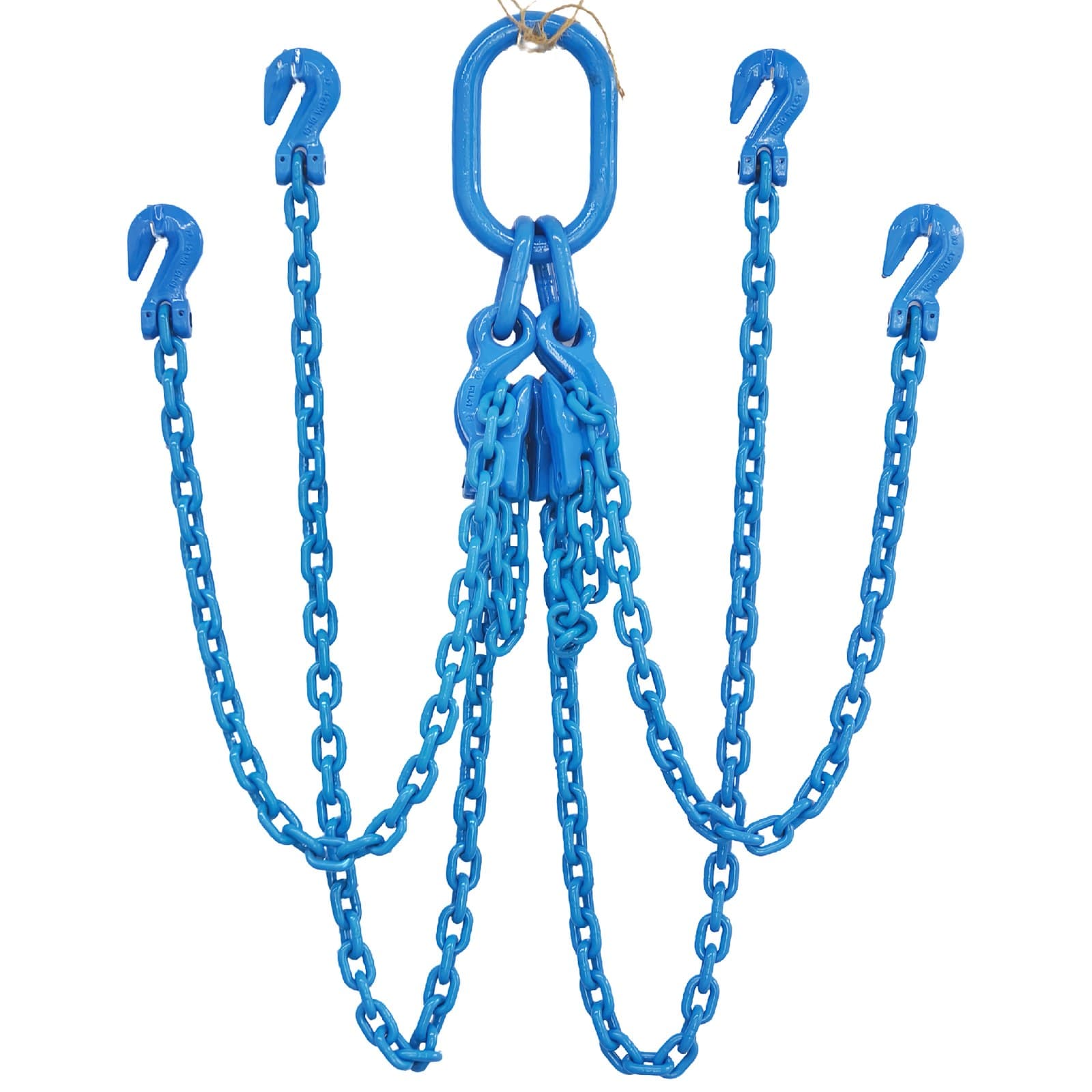 Four-leg chain sling with grab hooks, type QOG (Grade 100 sling shown)