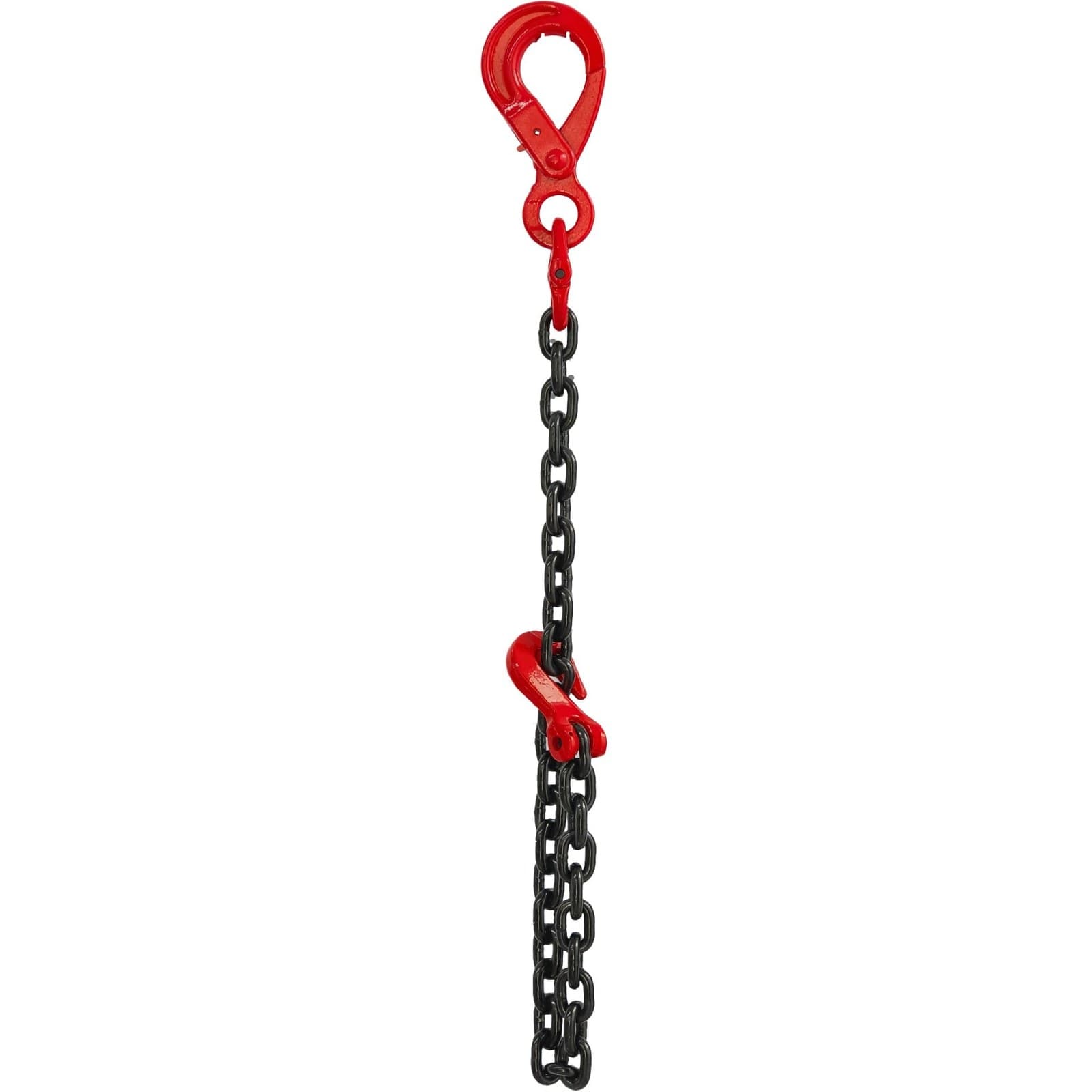 Grade 80 single-leg chain sling, self-locking hook and grab hook, type SSLG