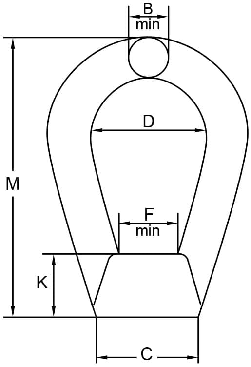 Bow Nut — BS 3974 — dimension drawing