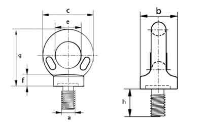 Collared Eyebolt — BS 4278 Table 1 — dimension drawing, standard shank