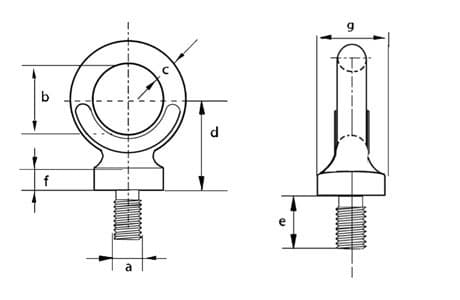 Dynamo Eyebolt — BS 4278 Table 3 — dimension drawing, standard shank