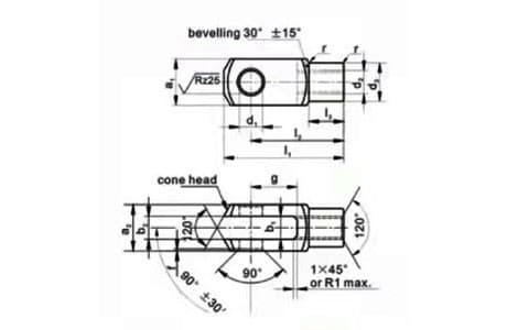 Fork Head Clevis Joint — DIN 71752 — dimension drawing