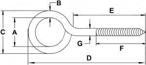 Welded Lag Screw Eye Bolt — dimension drawing