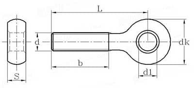Swing Eye Bolt — DIN 444 — dimension drawing