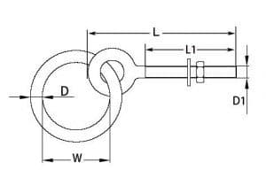 Stainless Steel Ring Eye Bolt — dimension drawing