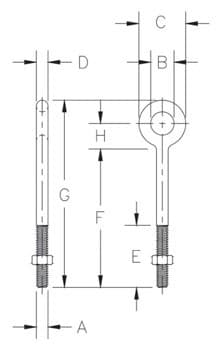Stainless Steel Regular Nut Eye Bolt — G-291 Pattern — dimension drawing