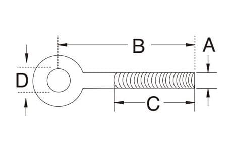 Stainless Steel Swing Eye Bolt — dimension drawing, uNC thread