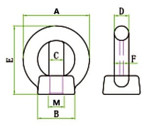 Stainless Steel Swing Ring Nut — dimension drawing