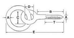 Wood Lag Screw Ring Bolt — dimension drawing
