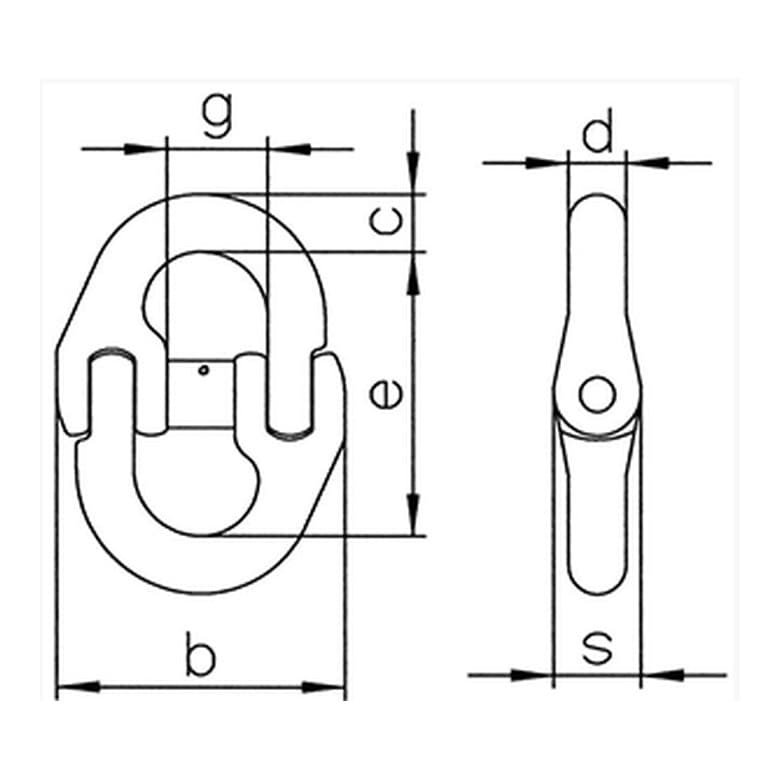 Grade 100 Connecting Link, Non-Removable — dimension drawing