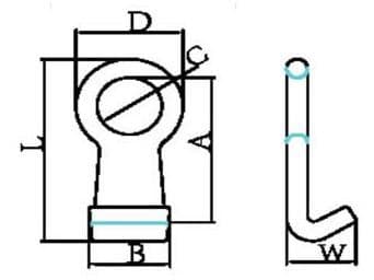 Grade 80 Barrel Hook — dimension drawing