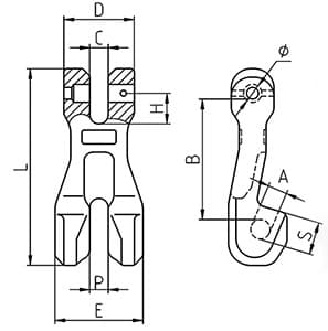 Grade 80 Clevis Shortening Clutch — dimension drawing