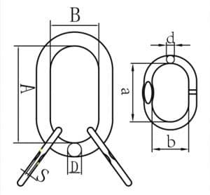 Grade 80 Master Link Assembly — EN 1677-4 — dimension drawing