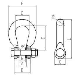 Grade 80 Unilock Shackle Connecting Link — dimension drawing