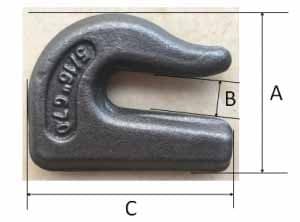 Grade 70 Weld-On Grab Hook — dimension drawing
