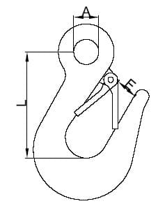 Stainless Steel Eye Slip Hook with Latch — dimension drawing