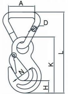 Eye Sling Hook with Triangle Ring — dimension drawing