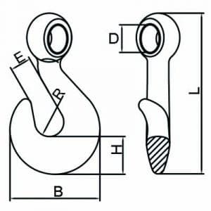 Eye Twist Hook (Reverse Eye Hook) — dimension drawing
