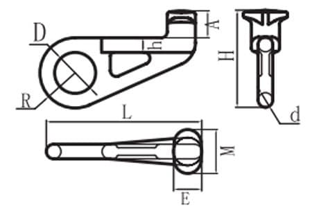 Grade 80 Container Hook — dimension drawing, straight