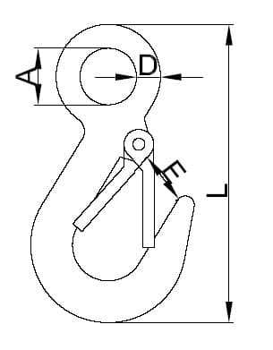 Stainless Steel Large Eye Hook with Latch — dimension drawing