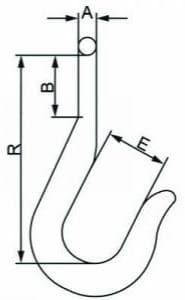 Round Reverse Eye Hook — dimension drawing