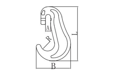 Grade 80 Lashing Type C Hook with Spring Pin — dimension drawing