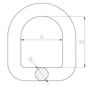 Grade 80 Forged D Ring — dimension drawing