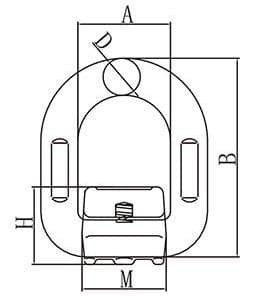 Grade 80 Weld-On Pivoting D Link — dimension drawing