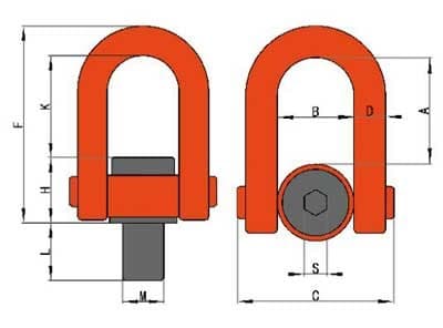 Grade 80 Double Swivel Shackle — dimension drawing