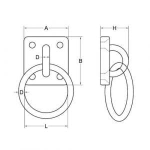 Galvanized Ring on Plate — dimension drawing