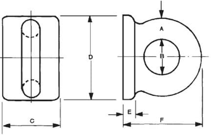 Rectangular Base Deck Eye Plate — dimension drawing