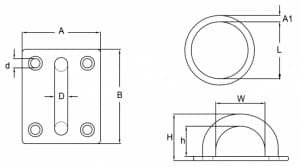 Stainless Steel Square Ring Plate — dimension drawing