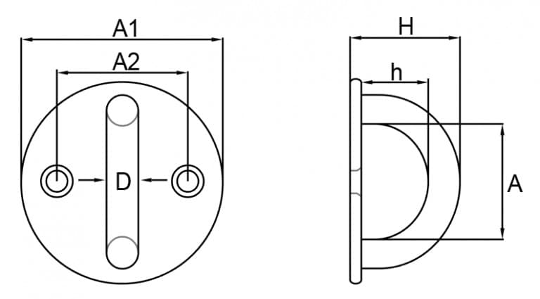 Stainless Steel Round Pad Eye — dimension drawing