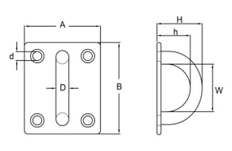 Stainless Steel Square Eye Plate — dimension drawing