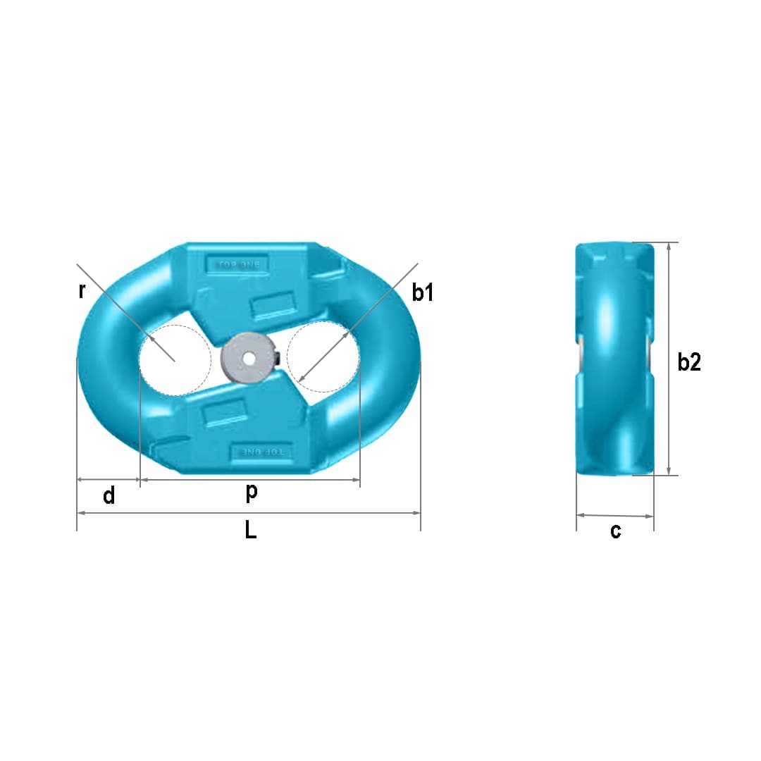 Block Connecting Link for Mining Chain, DIN 22258-1 — dimension drawing