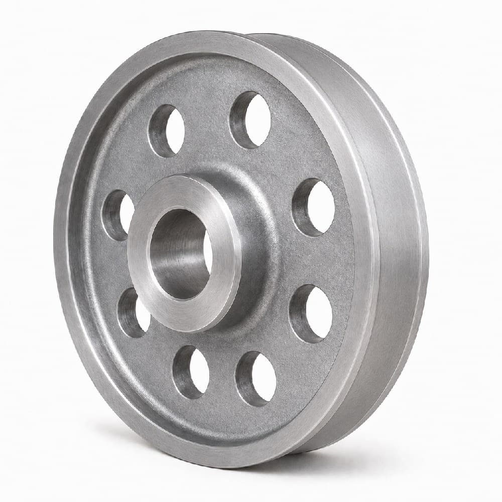 One-piece cast plain wheel for bucket elevator chain, spoked with central hub