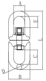 Grade 80 Lifting Swivel with Roller Bearing — dimension drawing