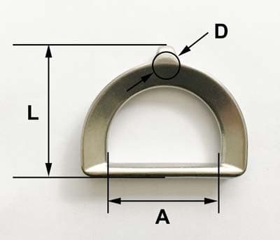 Stainless Steel Ezi Hold Dee Ring — dimension drawing, cast