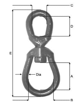 Stainless Steel Swivel — Bow Type — dimension drawing