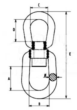Stainless Steel Swivel — D Type — dimension drawing