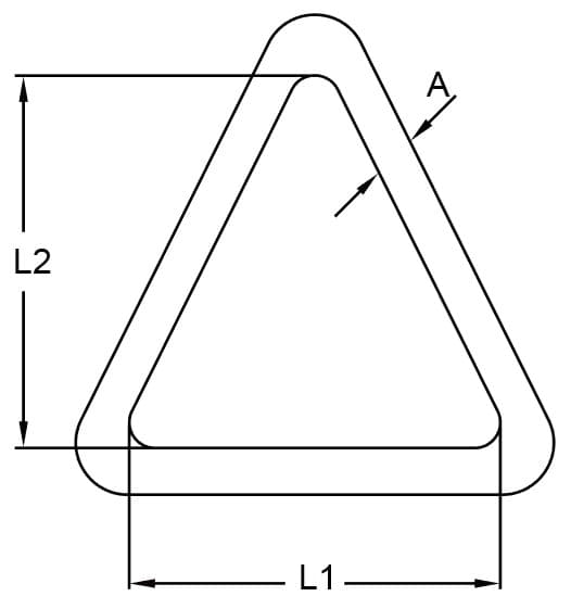 Stainless Steel Triangle Delta Ring — dimension drawing
