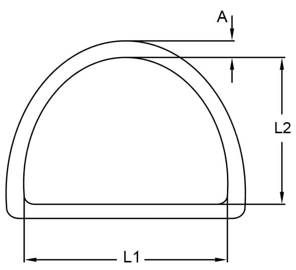 Stainless Steel Welded D Ring — dimension drawing