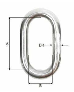 Stainless Steel Welded Ring — dimension drawing, oval