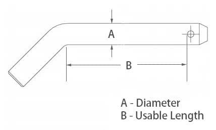 Bent Hitch Pin — dimension drawing, zinc plated