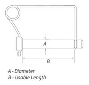 Coil Tension Snap Pin — dimension drawing, zinc plated