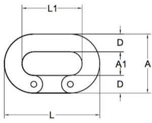Stainless Steel Split Connecting Link — dimension drawing