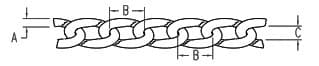 Stainless Steel Twist Link Chain — dimension drawing