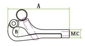 Stainless Steel Pelican Hook — dimension drawing, inside thread