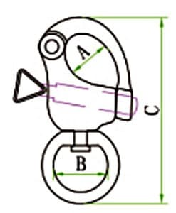 Stainless Steel Quick Release Snap Shackle with Round Swivel Ring — dimension drawing