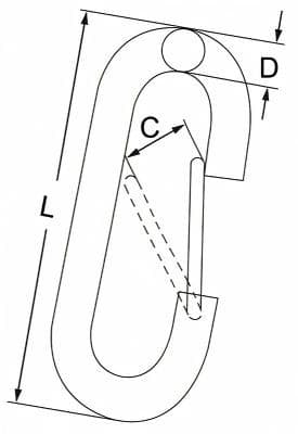 Bit Snap with Wire Gate — Zinc Plated — dimension drawing